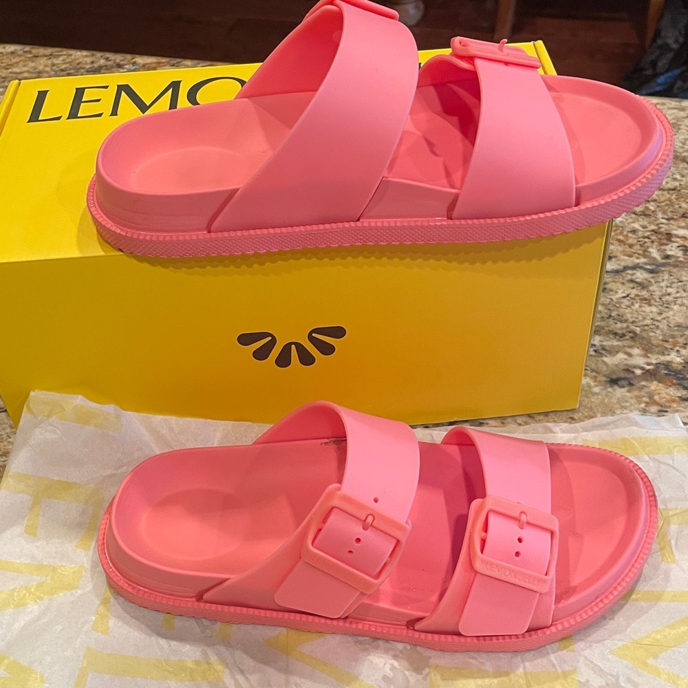 Women's Flamingo Pink LEMON JELLY slides - Picture 6 of 10
